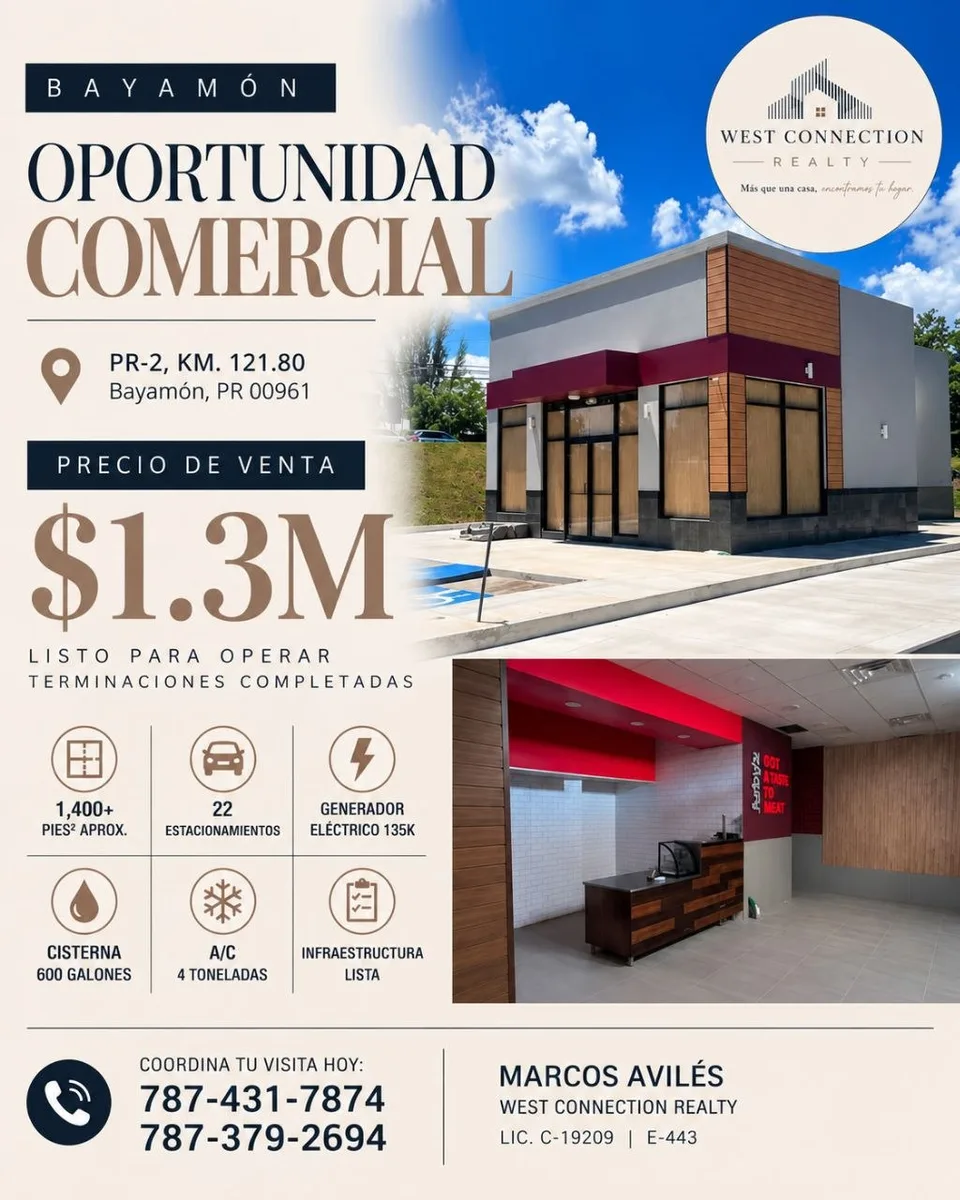 Oportunidad Comercial Premium · 2 baños · Bayamón, Minillas · $1,300,000