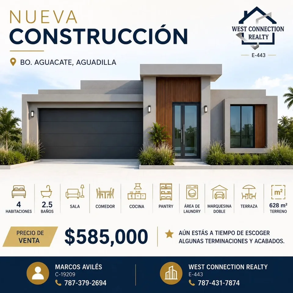 Nueva residencia en Aguadilla · 4 habitaciones · 2 baños · Aguadilla, Aguacate · $585,000